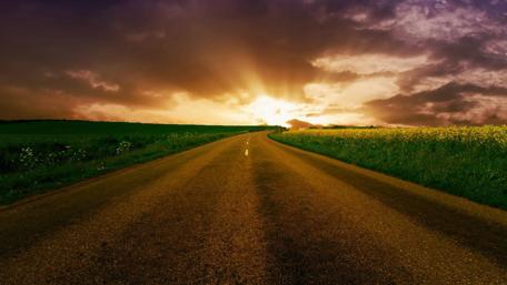 Endless road in the sunset wallpaper