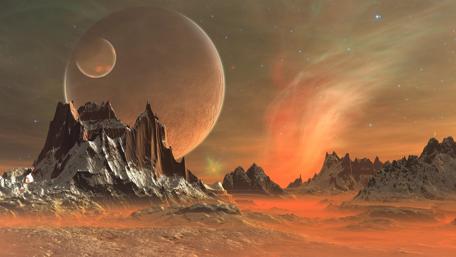 Fantasy art with two moon wallpaper