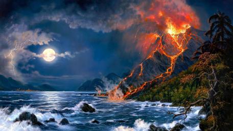 Volcano eruption - Fantasy art wallpaper