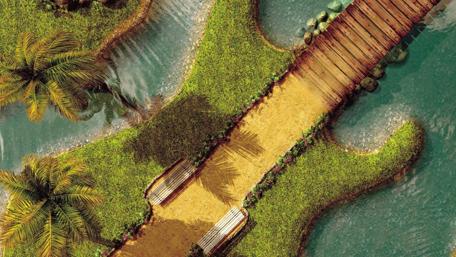 Little bridge and path wallpaper