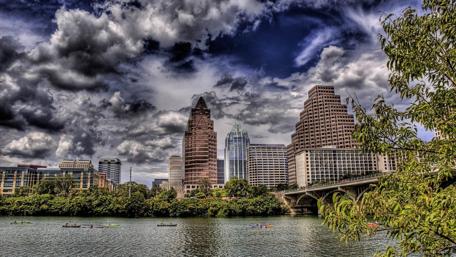 Austin with stormy clouds wallpaper