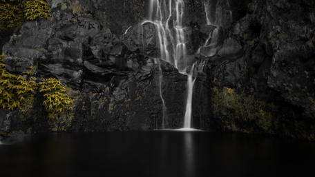 Waterfall Serenity in the Nighttime Wilderness wallpaper