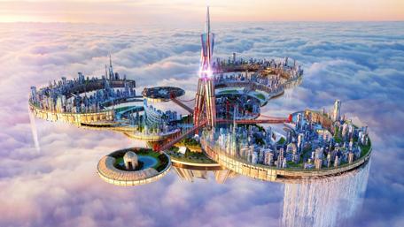Floating city in the sky wallpaper