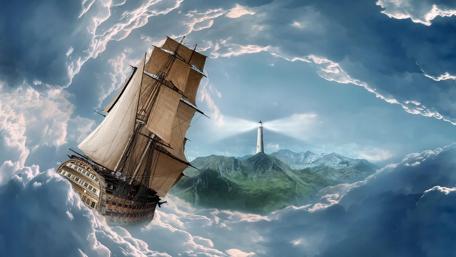 Schooner in the storm - Fantasy art wallpaper
