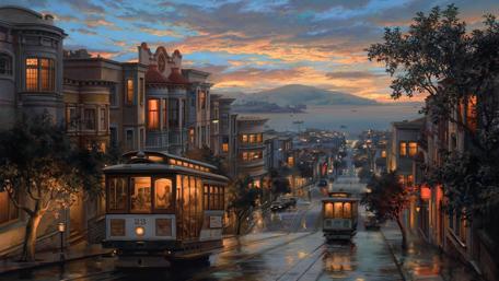 San Francisco Tram by the evening wallpaper