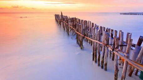 Sunset over the beach wallpaper