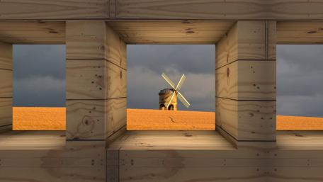 Windmill in the cornfield wallpaper