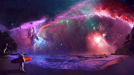 Surfing astronaut - Fantasy art wallpaper