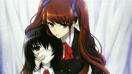 Mysterious Anime Duo in Red wallpaper