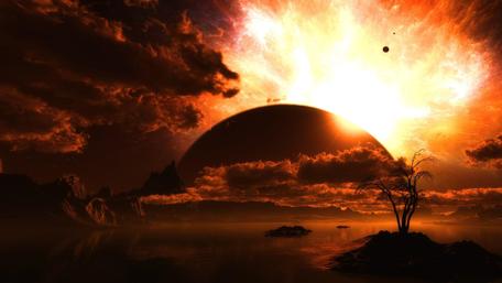 Planet rise - Fantasy landscape wallpaper