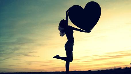 Romantic heart in the sunset wallpaper