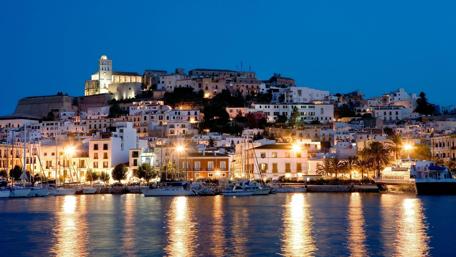 Ibiza Town at night, Ibiza, Spain wallpaper
