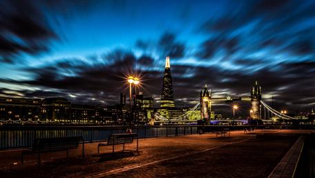 London cityscape at night with the Tower bridge wallpaper