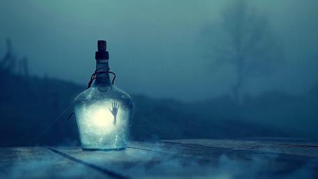 Hand in the bottle wallpaper