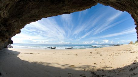 Sea cave panorama wallpaper