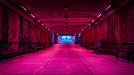 Pink corridor wallpaper