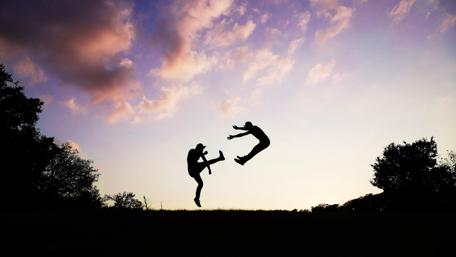 Playful Sky Dancers at Dusk wallpaper