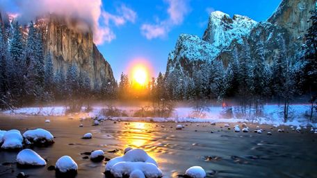 El Capitan and the Half Dome view from Yosemite Valley, Yosemite National Park, California, United States wallpaper