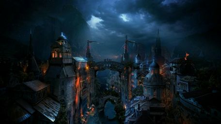 Fantasy medieval city art wallpaper