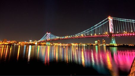 Benjamin Franklin Bridge at night - Philadelphia, Pennsylvania, United States wallpaper