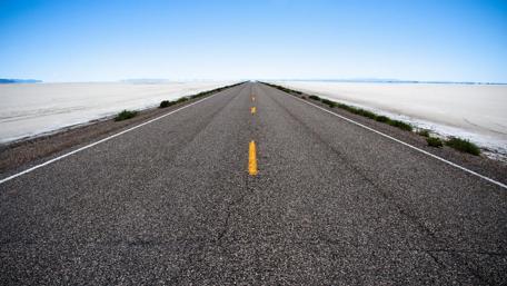 Endless road trip along the plain wallpaper