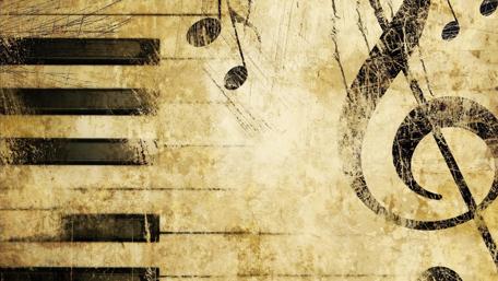 Vintage design - Piano key and treble clef wallpaper