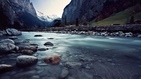 Stream in the Swiss Alps wallpaper