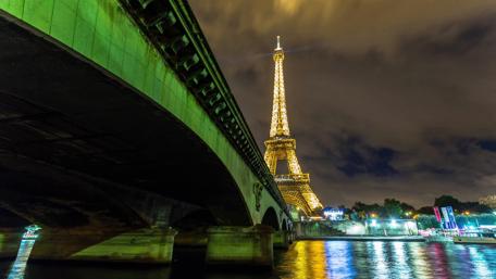 Eiffel Tower Reflection at Night wallpaper