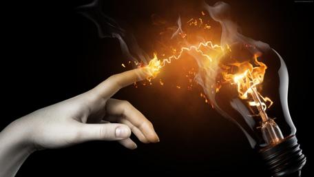 Light bulb with hand wallpaper