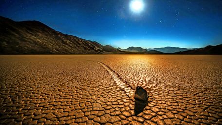 Sailing stones in the Racetrack Playa, Death Valley National Park, California wallpaper