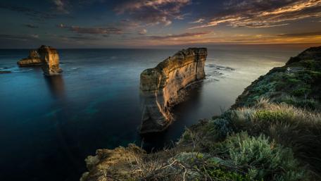Sunset scene from the Great Ocean Road, Victoria, Australia wallpaper