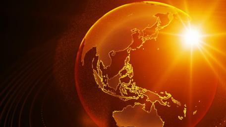 Earth as a red glow hologram wallpaper