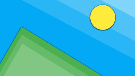 Sun with mountain material design art wallpaper