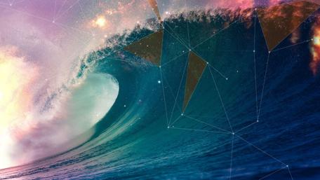 Starry sky above the ocean wave - Abstrac art wallpaper