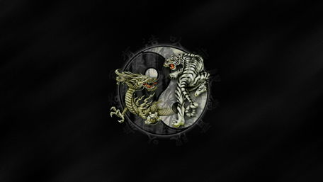 Tiger and dragon Yin and Yang wallpaper