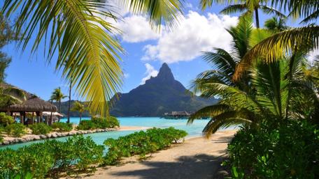 Mount Otemanu view from an exotic resort - Bora Bora wallpaper