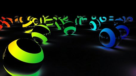 3D neon colored balls wallpaper