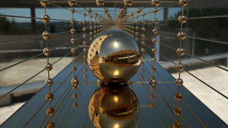 Reflective Symmetry of Metallic Spheres wallpaper