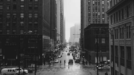 Streets of Chicago- Monochrome photography wallpaper