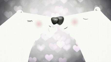 Romantic bear kiss cute illustration wallpaper
