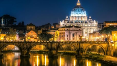 Stunning Night View of Rome's Iconic Basilica wallpaper
