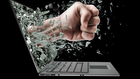 Fist hit to the laptop monitor wallpaper