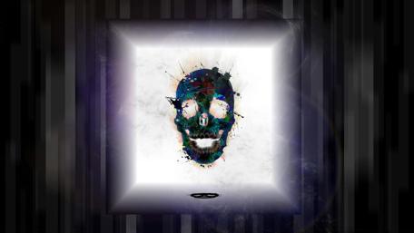 Retro skull digital art wallpaper