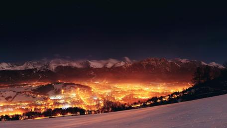 Zakopane and the High Tatras at night wallpaper