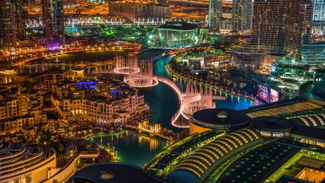 The Dubai Fountain show view wallpaper