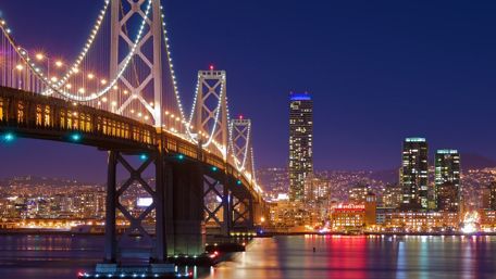 San Francisco–Oakland Bay Bridge at night wallpaper