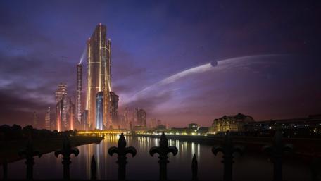 Futuristic megalopolis wallpaper