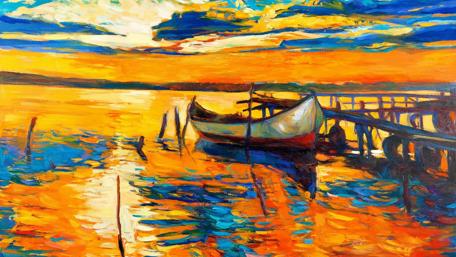Boat painting wallpaper