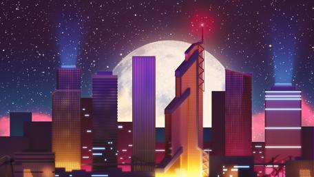 Synthwave City - Digital artwork wallpaper
