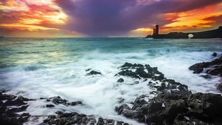 Windy coastline in the sunet wallpaper